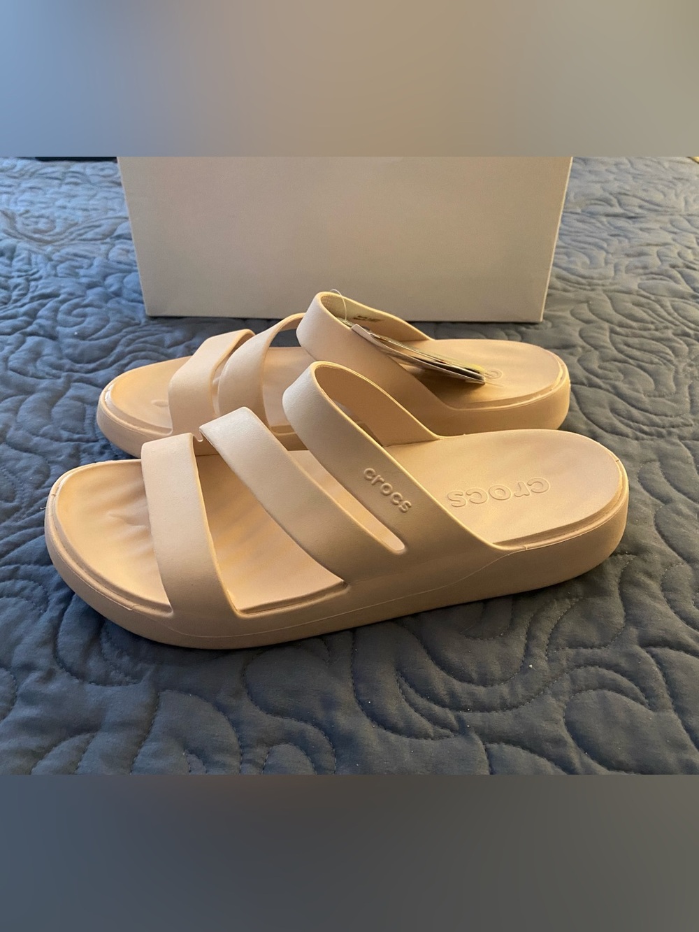CROCS Women’s Triple-Strap Slide Sandals - Blush Pink